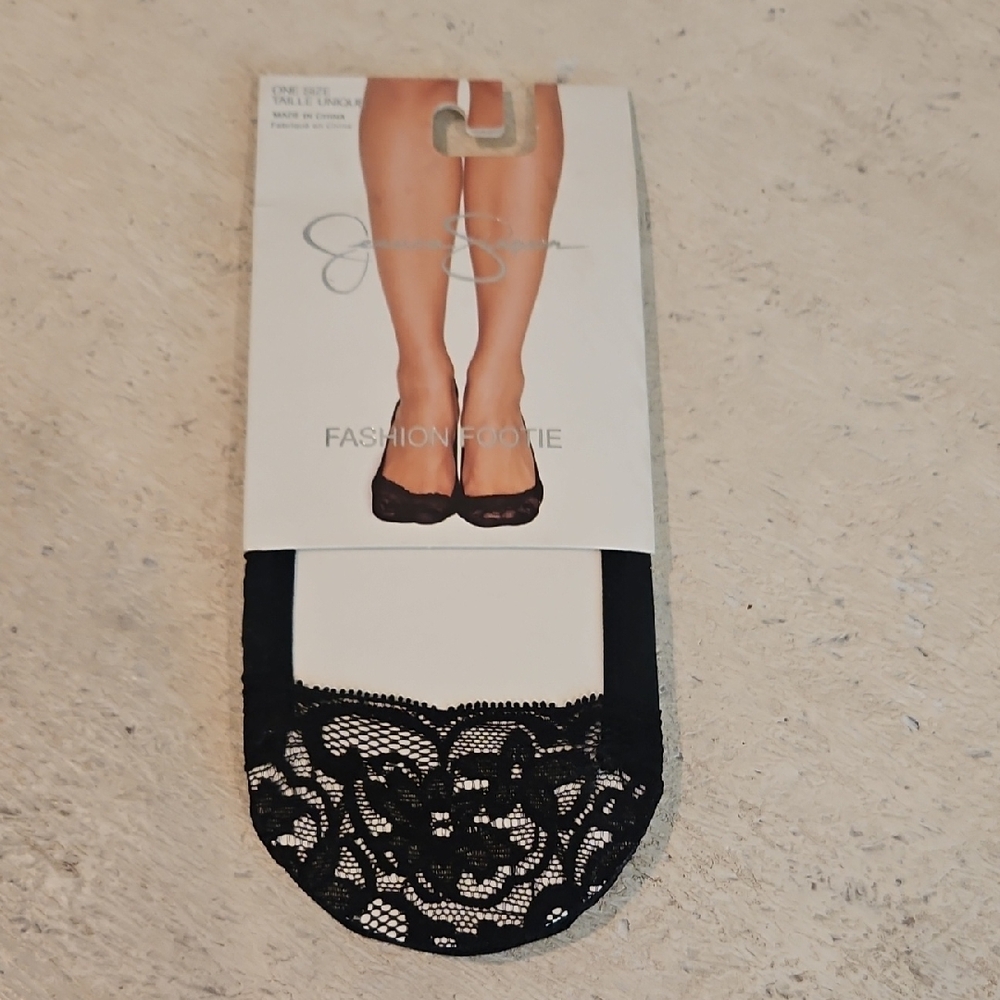 Jessica Simpson Black Lace Footie Socks